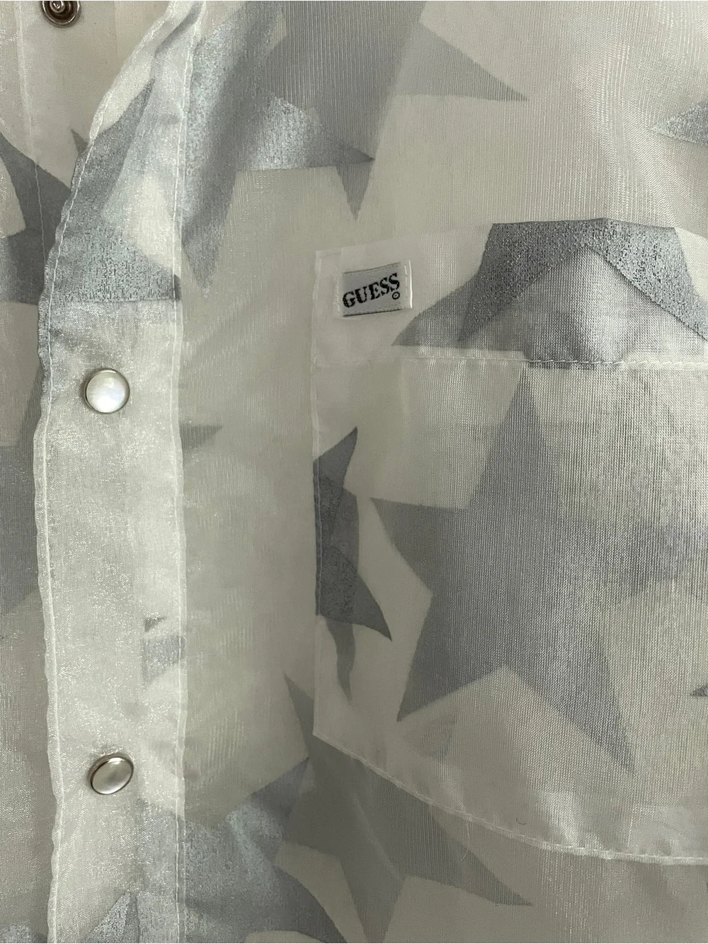 Guess Georges Marciano RARE Vintage 90s Sheer Western Pearl Snap Shirt - Picture 8 of 8